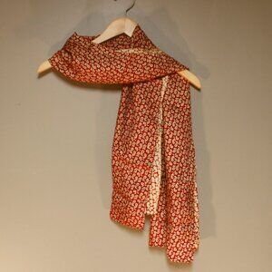 Mens Neckwear or Scarf - Satin, Red & Gold Paisley, 64” x 17 ½ “